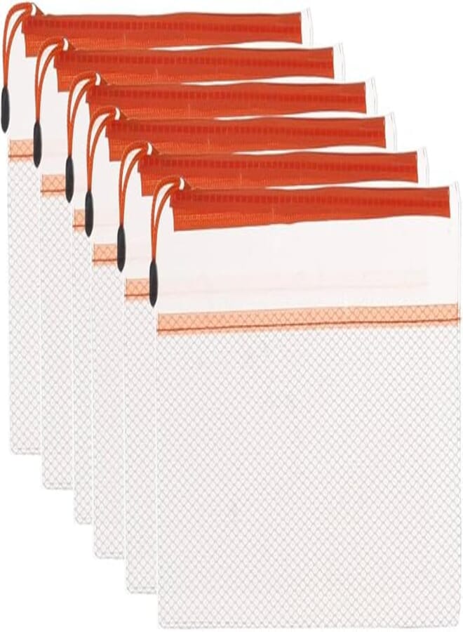 3A PVC-A4 Plastic Zipper File A4 26 * 35 cm Set Of 6 Pieces - Orange